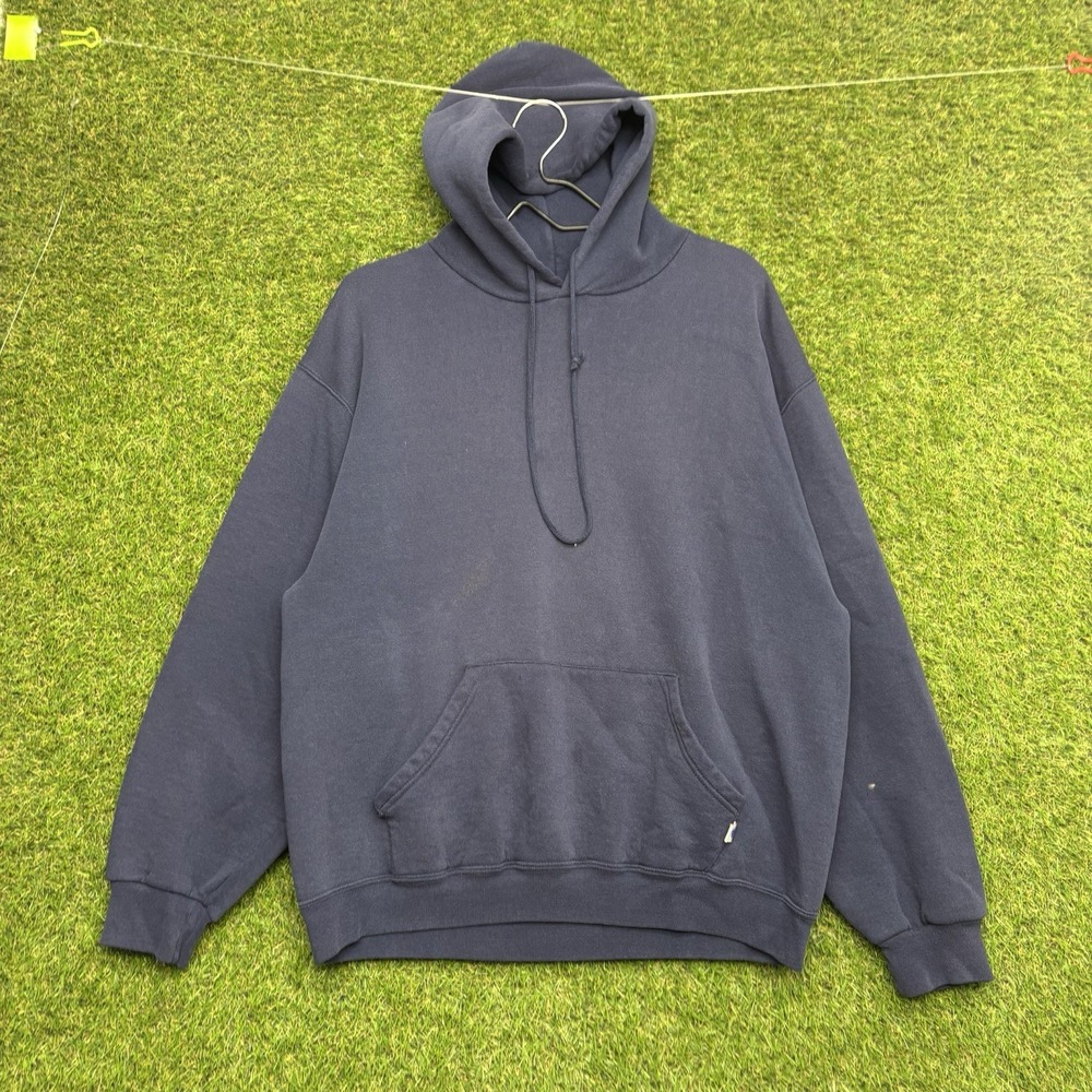 Vintage Russell Athletic Hoodie Mens Large Navy Blue Heavyweight Mexico Blank